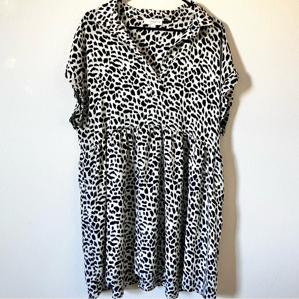 Umgee Cheetah Print Casual Boho Feminine Cute Lightweight Babydoll Mini Dress XL